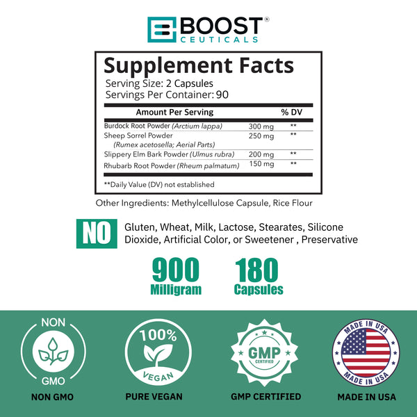 ESSIAC TEA 450mg 180 CAPSULES - Boostceuticals®
