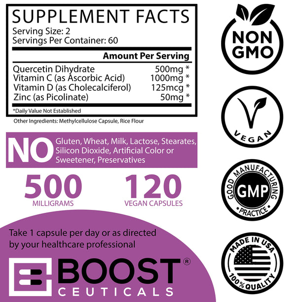 QUERCETIN WITH VIT. C & ZINC 120 CAPSULES - Boostceuticals®