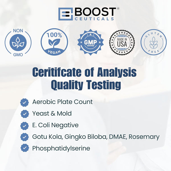 BoostCeuticals Phosphatidylserine – Brain Supplement for Memory & Focus – Vegan Sleep Aid with Ginkgo & Mental Clarity Support