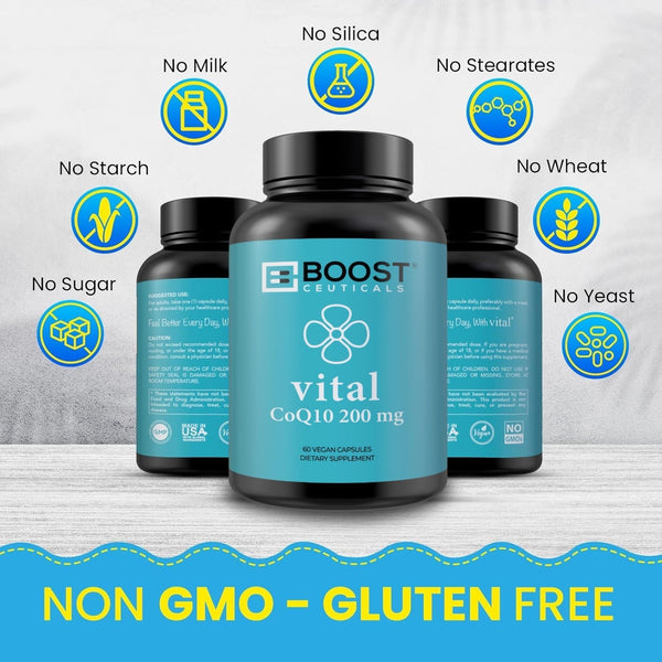 BoostCeuticals CoQ10 200mg – Supports Blood Pressure, Heart Health & Energy – Vegan Antioxidant 60 Capsules