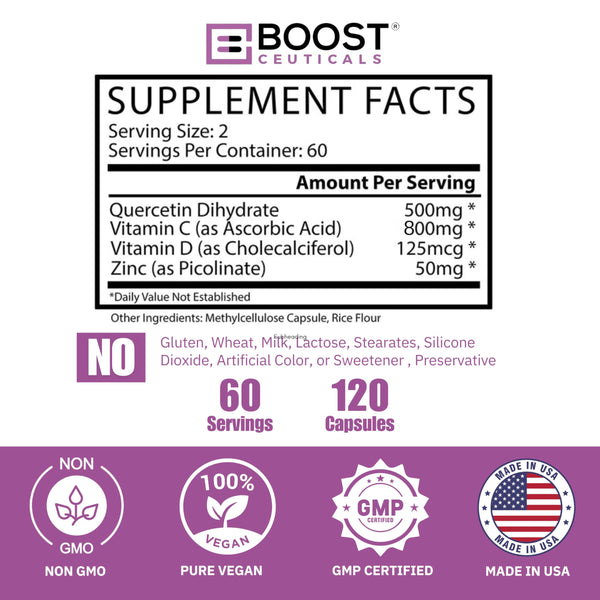 Quercetin with Zinc, Vitamin C, Vitamin D 120 Capsules