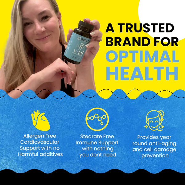 BoostCeuticals CoQ10 200mg – Supports Blood Pressure, Heart Health & Energy – Vegan Antioxidant 60 Capsules