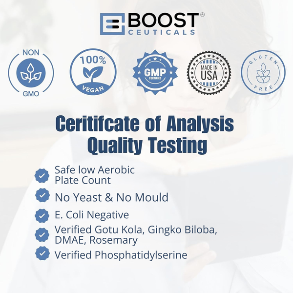 BoostCeuticals Phosphatidylserine – Brain Supplement for Memory & Focus – Vegan Sleep Aid with Ginkgo & Mental Clarity Support - Boostceuticals®